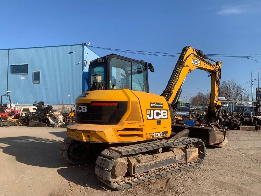 2017 JCB 100C-1 mini excavator, rear three-quarter view 2017 JCB 100C-1 mini excavator, rear three-quarter view