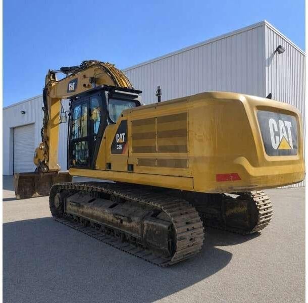 2019 Caterpillar 336 crawler excavator, rear three-quarter view