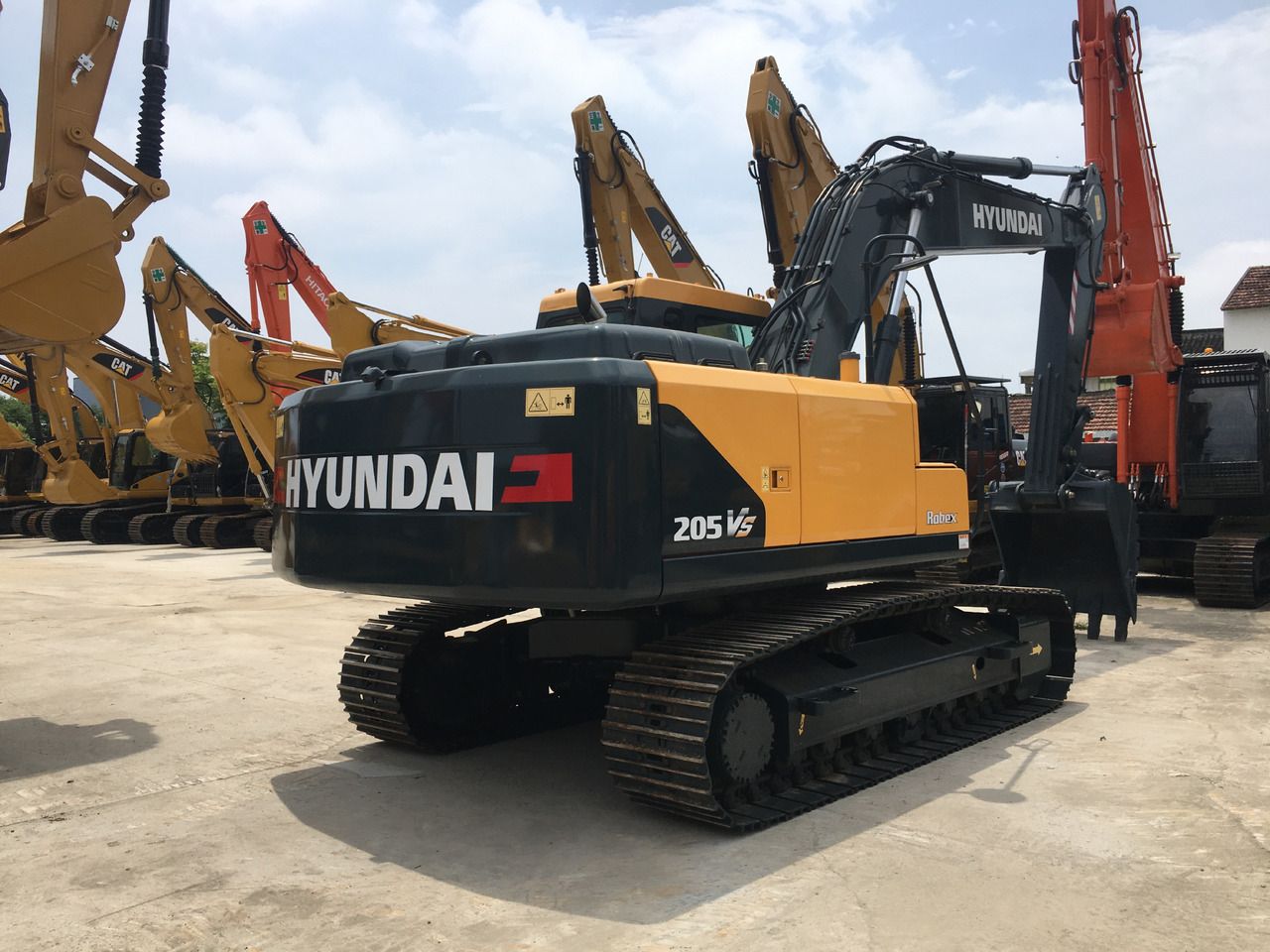 2026 Hyundai 205VS crawler excavator, rear three-quarter view