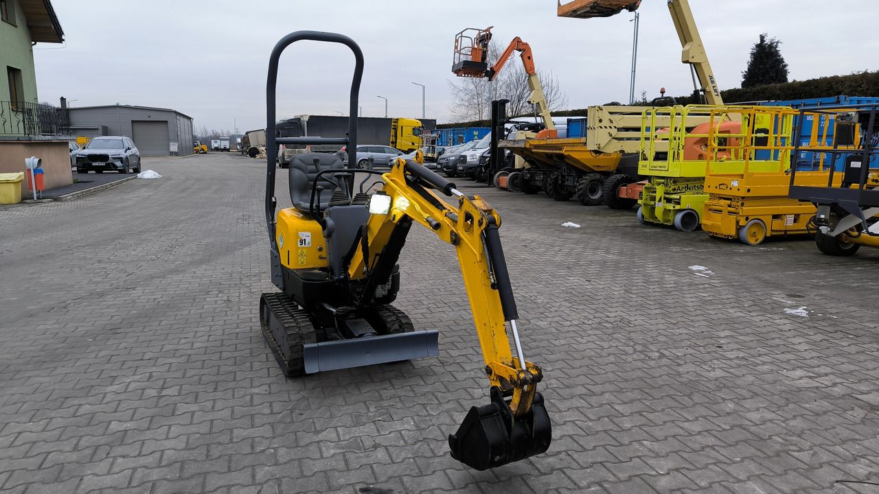 2019 Yanmar SV08– 1A(S) mini excavator, front three-quarter view