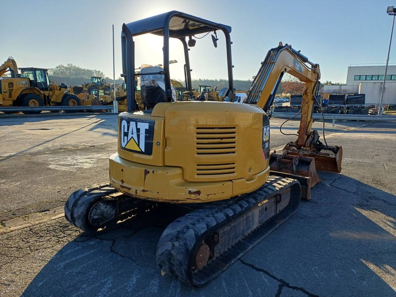 2018 Caterpillar 305E2 crawler excavator, rear three-quarter view
