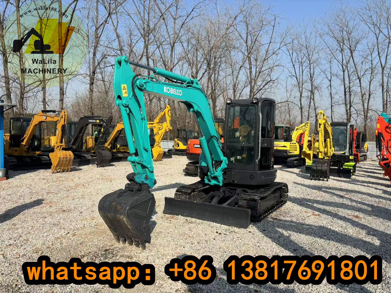 2024 Kobelco SK55SR mini excavator, front three-quarter view