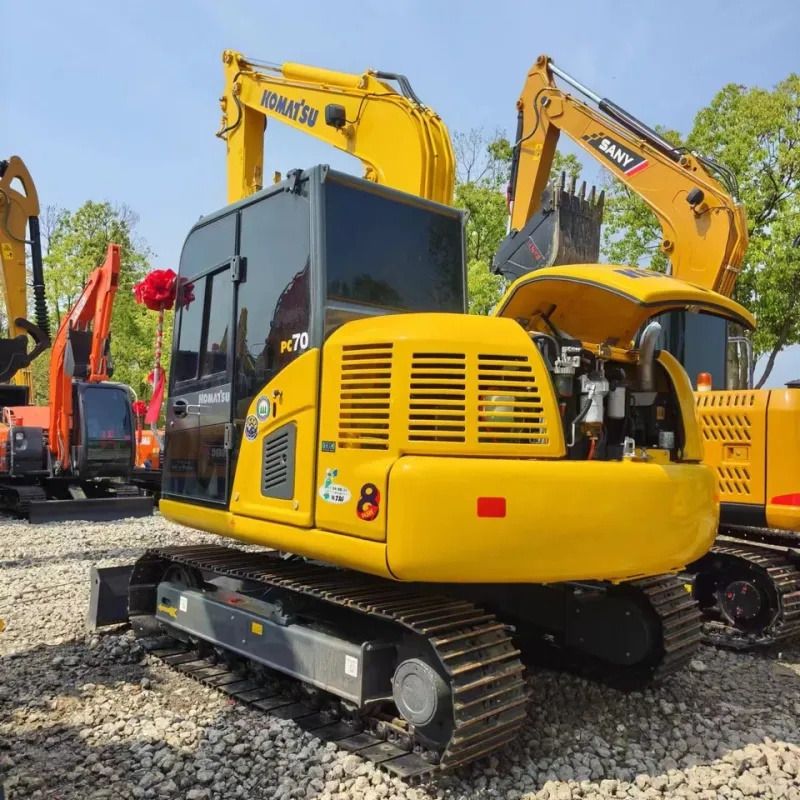 Komatsu PC70 crawler excavator, rear three-quarter view