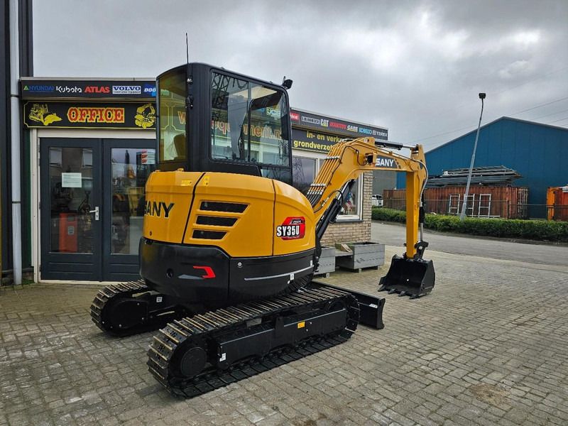 2025 Sany SY35U mini excavator, rear three-quarter view