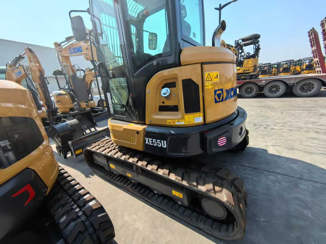 2026 XCMG XE55U mini excavator, rear three-quarter view