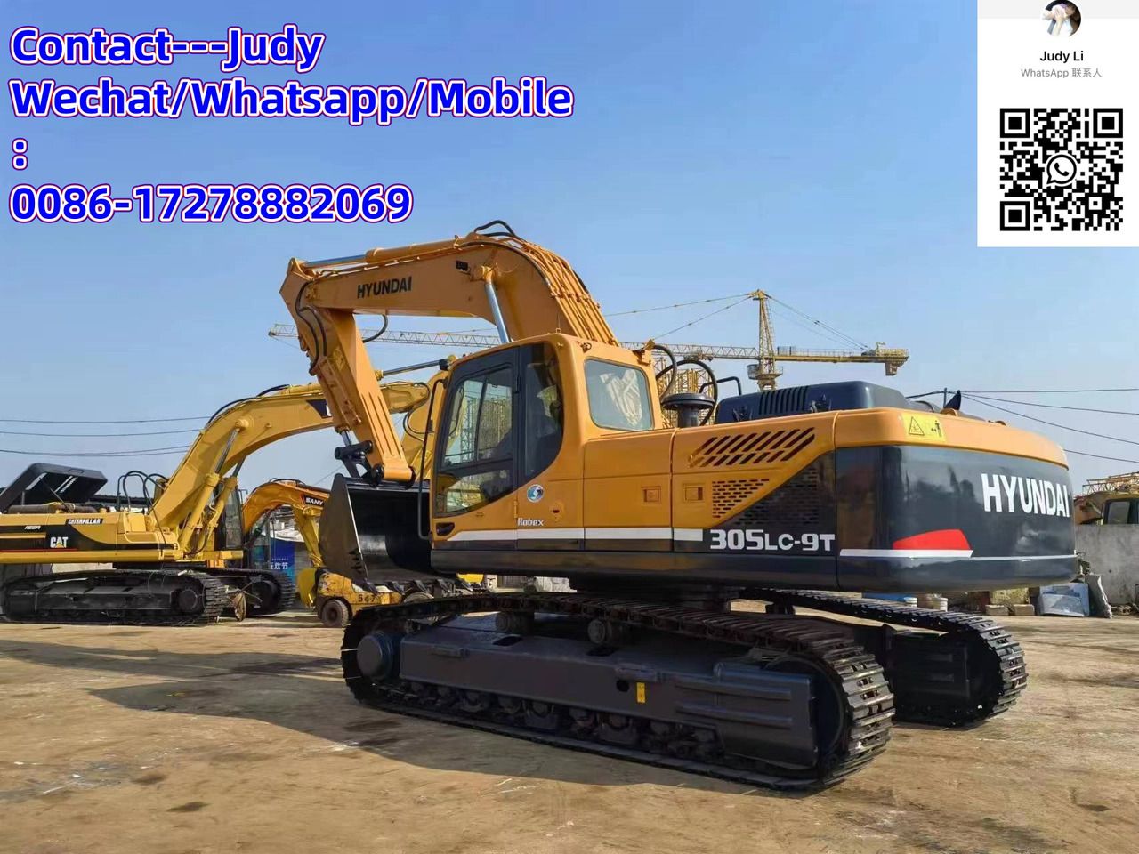 2021 Hyundai R305LC-9T crawler excavator, rear three-quarter view