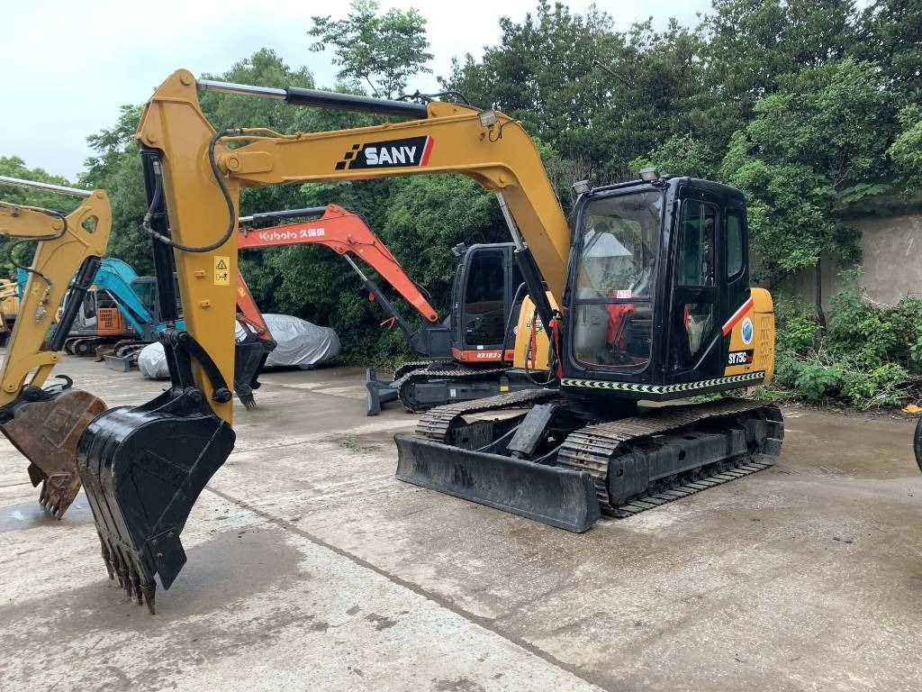 2021 Sany SY75C mini excavator, front three-quarter view