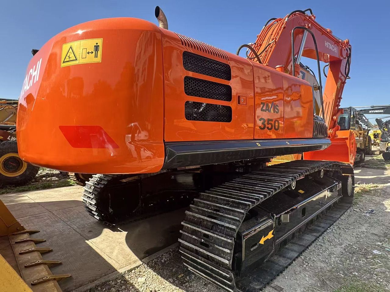 2024 Hitachi Zaxis 350 crawler excavator, rear three-quarter view 2024 Hitachi Zaxis 350 crawler excavator, rear three-quarter view