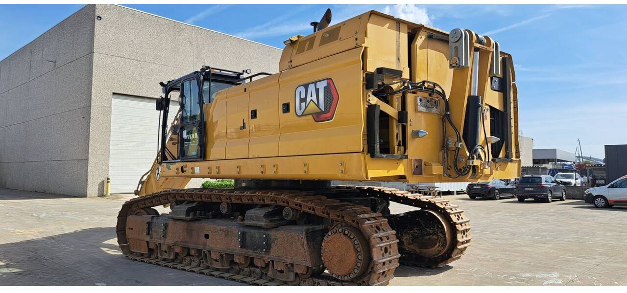 2021 Caterpillar 395-07 crawler excavator, rear three-quarter view