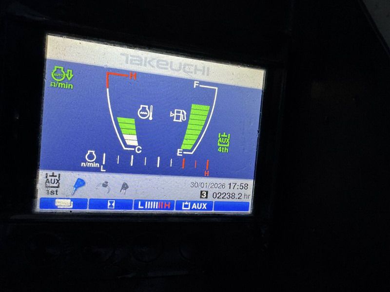 2017 Takeuchi TB240 mini excavator digital instrument cluster view 2017 Takeuchi TB240 mini excavator digital instrument cluster view