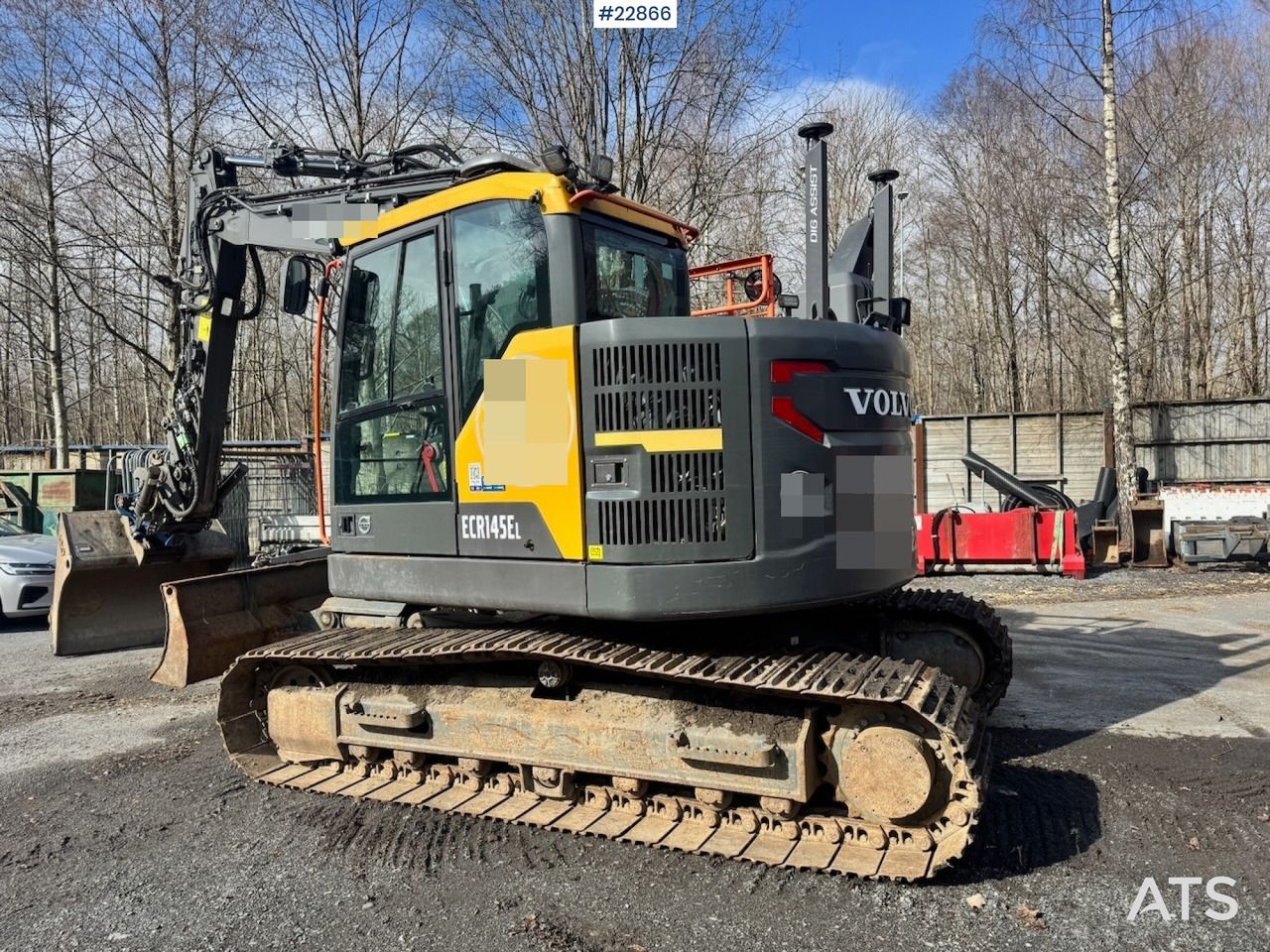 2019 Volvo ECR145EL crawler excavator, rear three-quarter view 2019 Volvo ECR145EL crawler excavator, rear three-quarter view