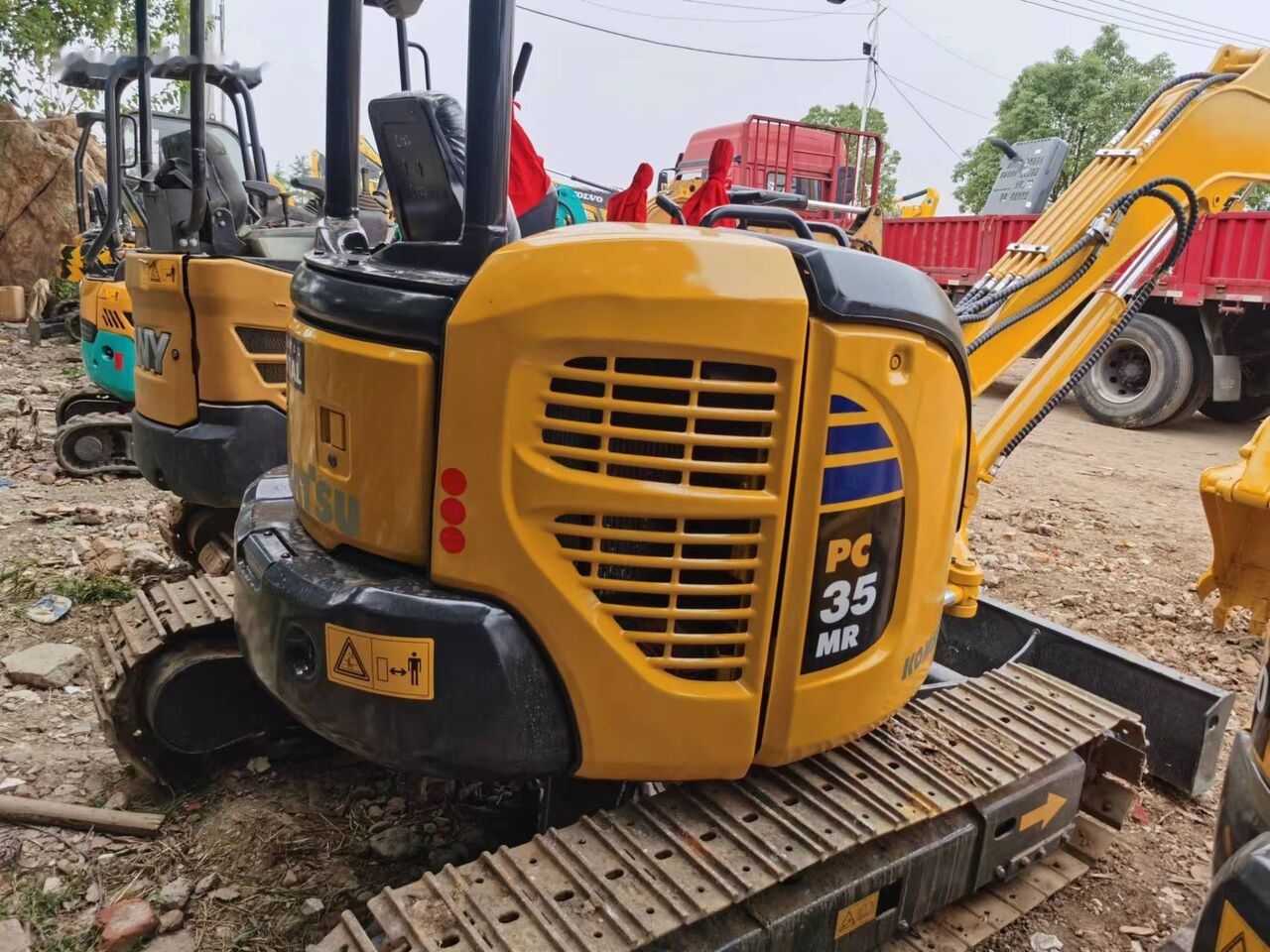 2020 Komatsu PC35MR mini excavator rear three-quarter view