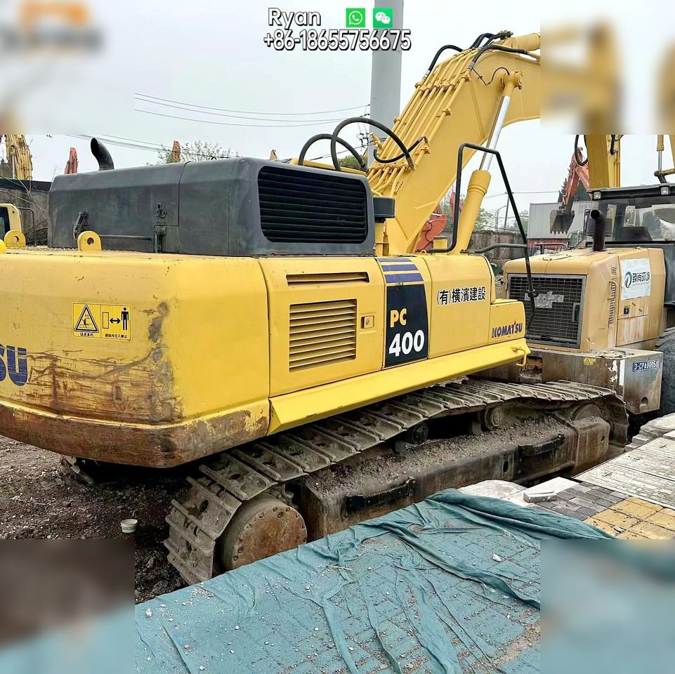 2019 Komatsu PC400-8 crawler excavator, rear three-quarter view
