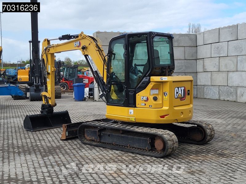 2022 Caterpillar 305 CR mini excavator, rear three-quarter view