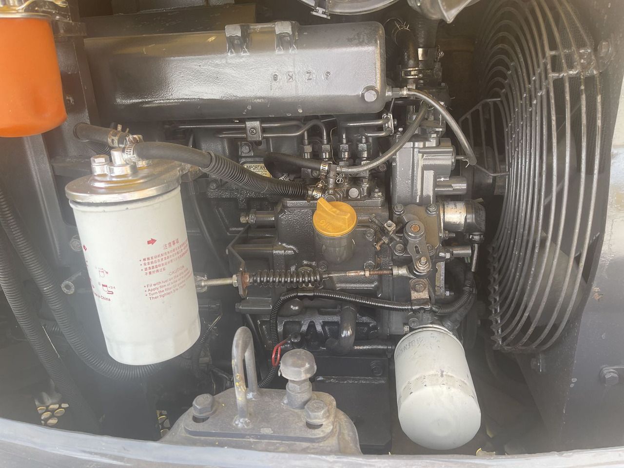 2020 Komatsu PC58 mini excavator engine compartment view