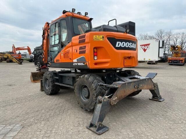 2021 Doosan DX165W-5 wheel excavator, rear three-quarter view
