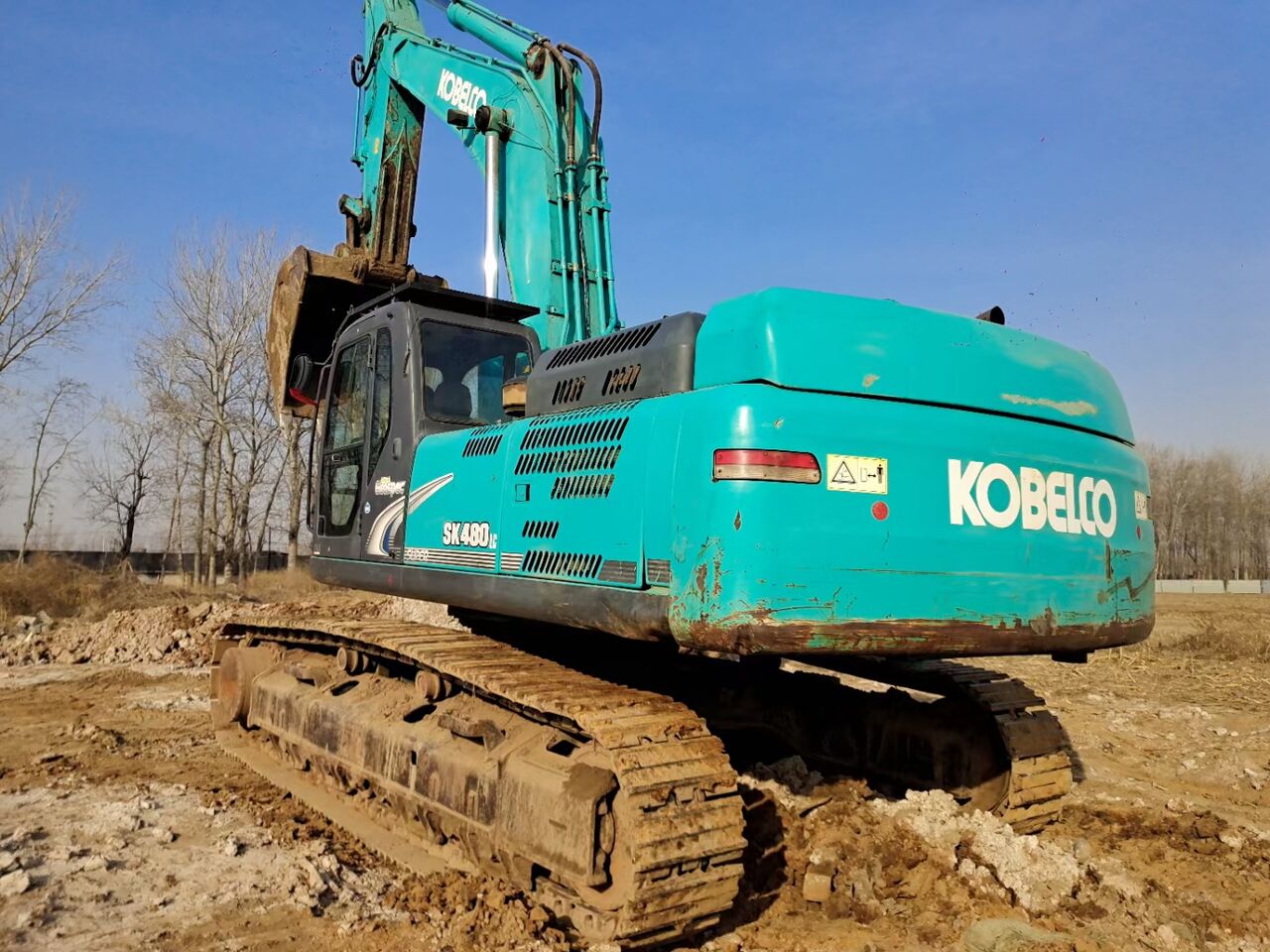 2022 Kobelco SK480LC crawler excavator, rear three-quarter view