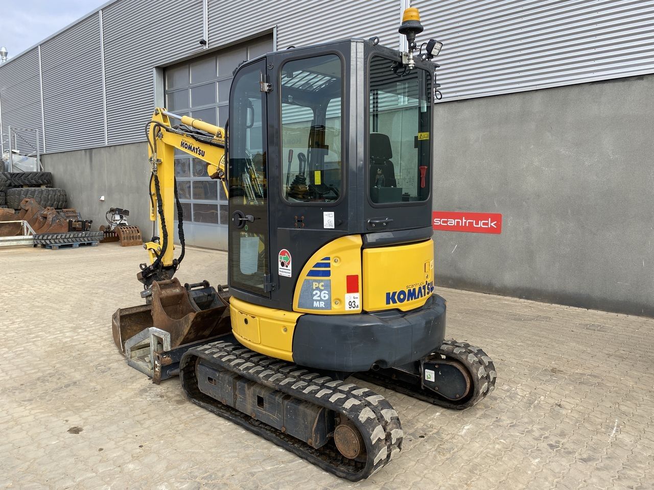 2020 Komatsu PC26MR-3 mini excavator, rear three-quarter view