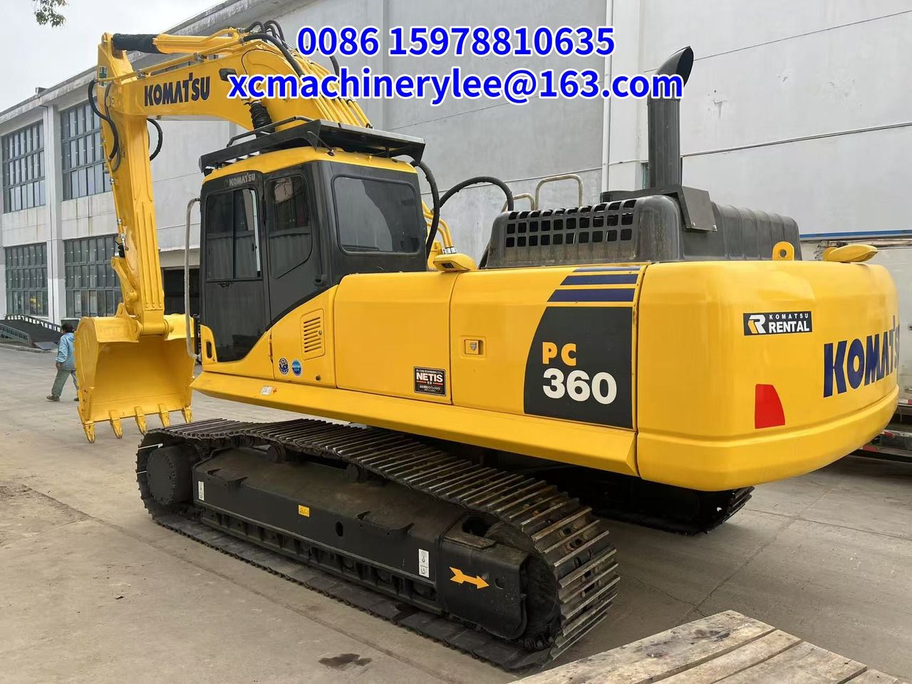 2023 Komatsu PC360 crawler excavator, rear three-quarter view