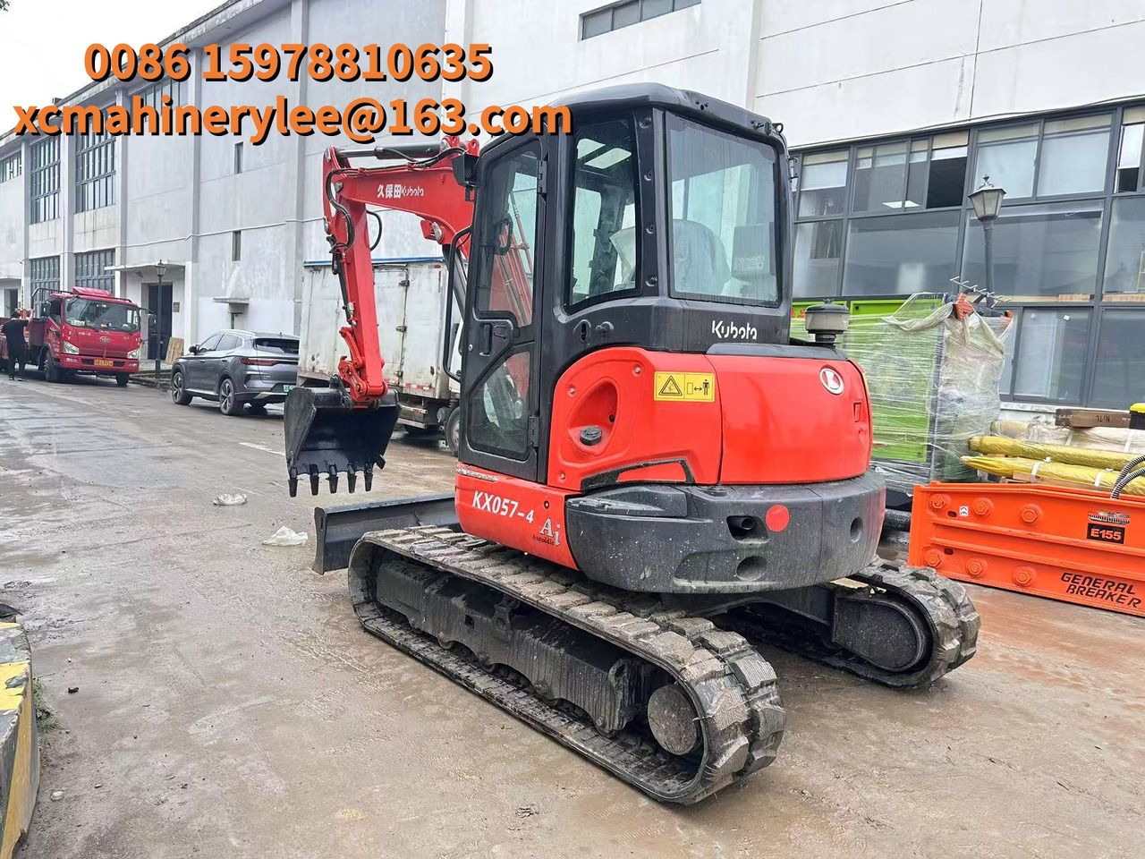 2023 Kubota KX057-4 mini excavator, rear three-quarter view 2023 Kubota KX057-4 mini excavator, rear three-quarter view