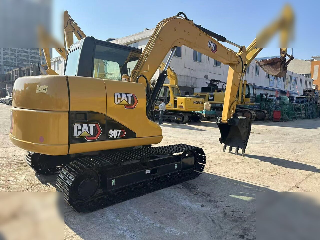 2018 Caterpillar 307D crawler excavator, rear three-quarter view 2018 Caterpillar 307D crawler excavator, rear three-quarter view