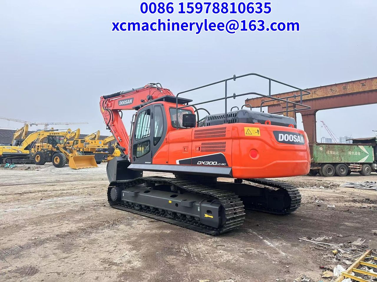 2023 Doosan DX300LC-9C crawler excavator, rear three-quarter view