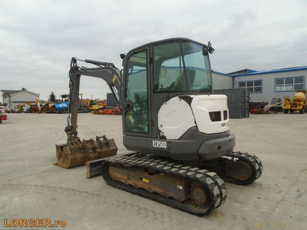 2017 Volvo ECR50D mini excavator, rear three-quarter view 2017 Volvo ECR50D mini excavator, rear three-quarter view