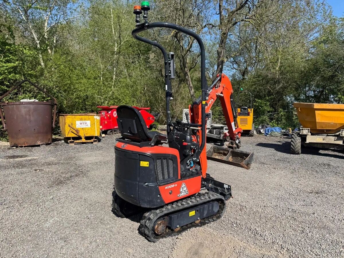 2025 Kubota 008-5 mini excavator, rear three-quarter view