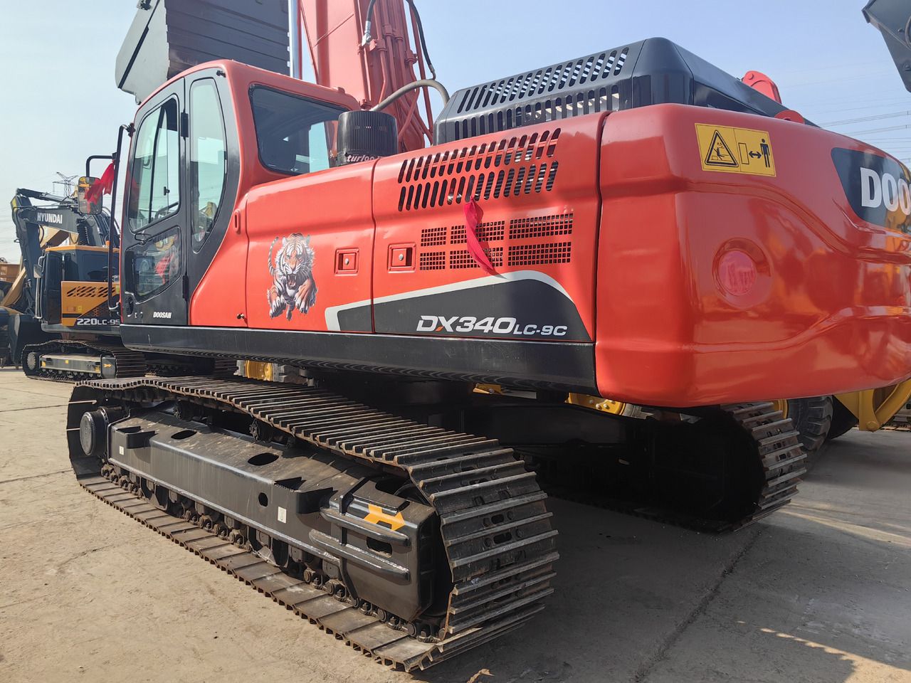 2025 Doosan DX340LC-9C crawler excavator, rear three-quarter view 2025 Doosan DX340LC-9C crawler excavator, rear three-quarter view