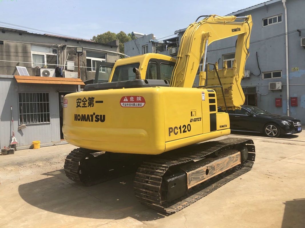 2017 Komatsu PC120 crawler excavator, rear three-quarter view 2017 Komatsu PC120 crawler excavator, rear three-quarter view