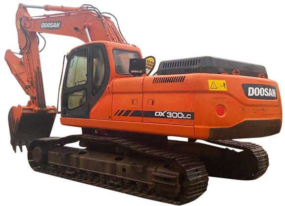 2013 Doosan DX300LC crawler excavator, rear three-quarter view