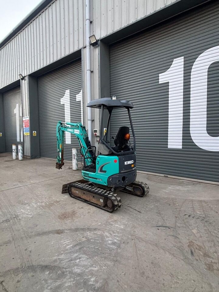 2021 Kobelco SK17SR mini excavator, rear three-quarter view 2021 Kobelco SK17SR mini excavator, rear three-quarter view