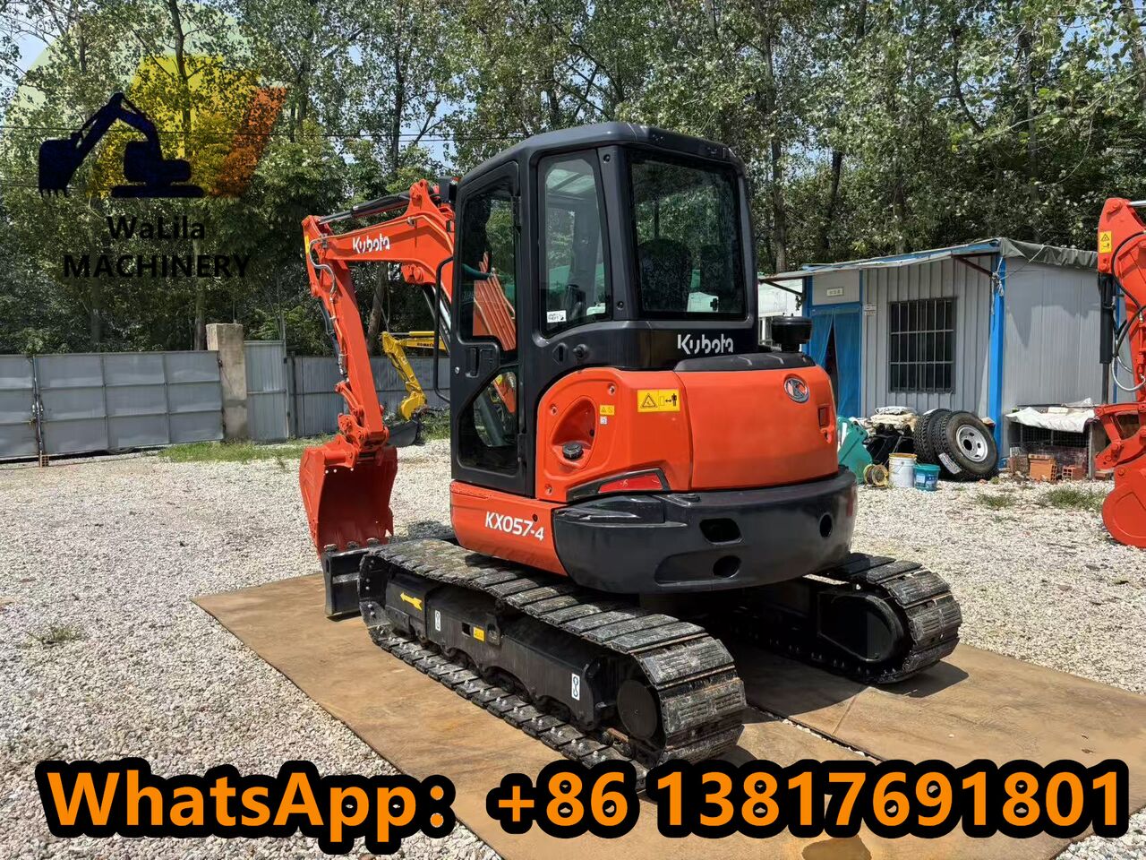 2024 Kubota KX057-4 mini excavator, front three-quarter view