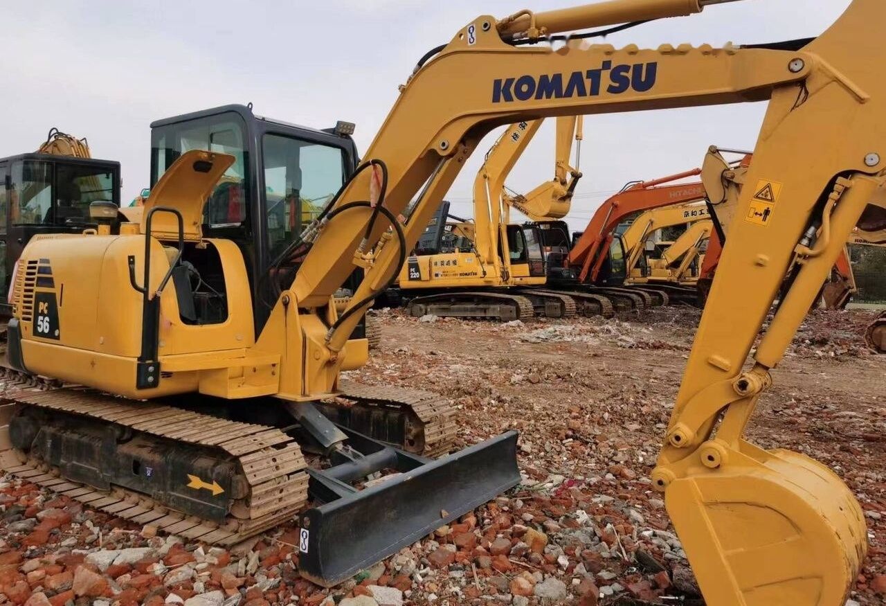 Komatsu PC56 mini excavator, side view