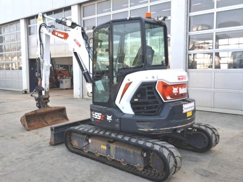 2023 Bobcat E55 Z mini excavator, three-quarter front view 2023 Bobcat E55 Z mini excavator, three-quarter front view