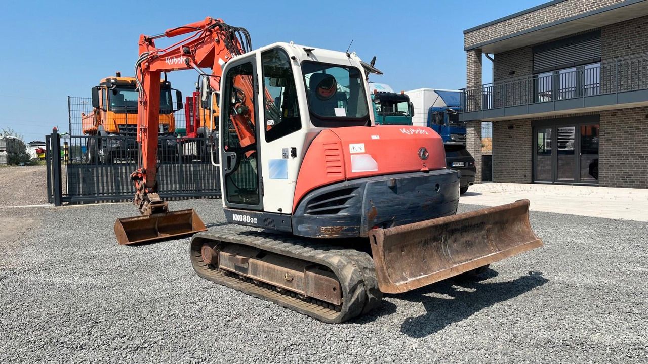 2011 Kubota KX080-3 mini excavator, front three-quarter view 2011 Kubota KX080-3 mini excavator, front three-quarter view