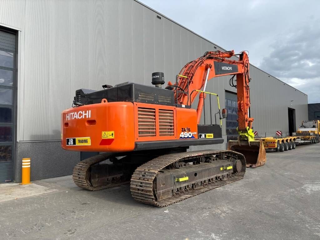 2018 Hitachi Zaxis 490LCH crawler excavator, rear three-quarter view 2018 Hitachi Zaxis 490LCH crawler excavator, rear three-quarter view