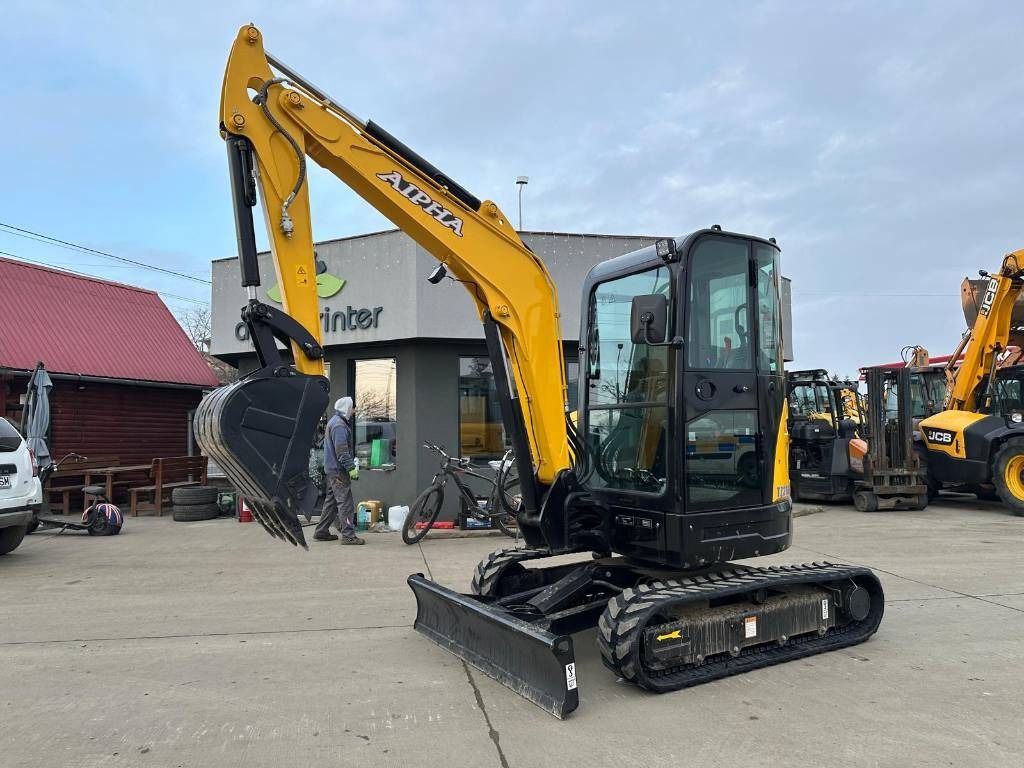 2025 Aipha TZ36U mini excavator, front three-quarter view
