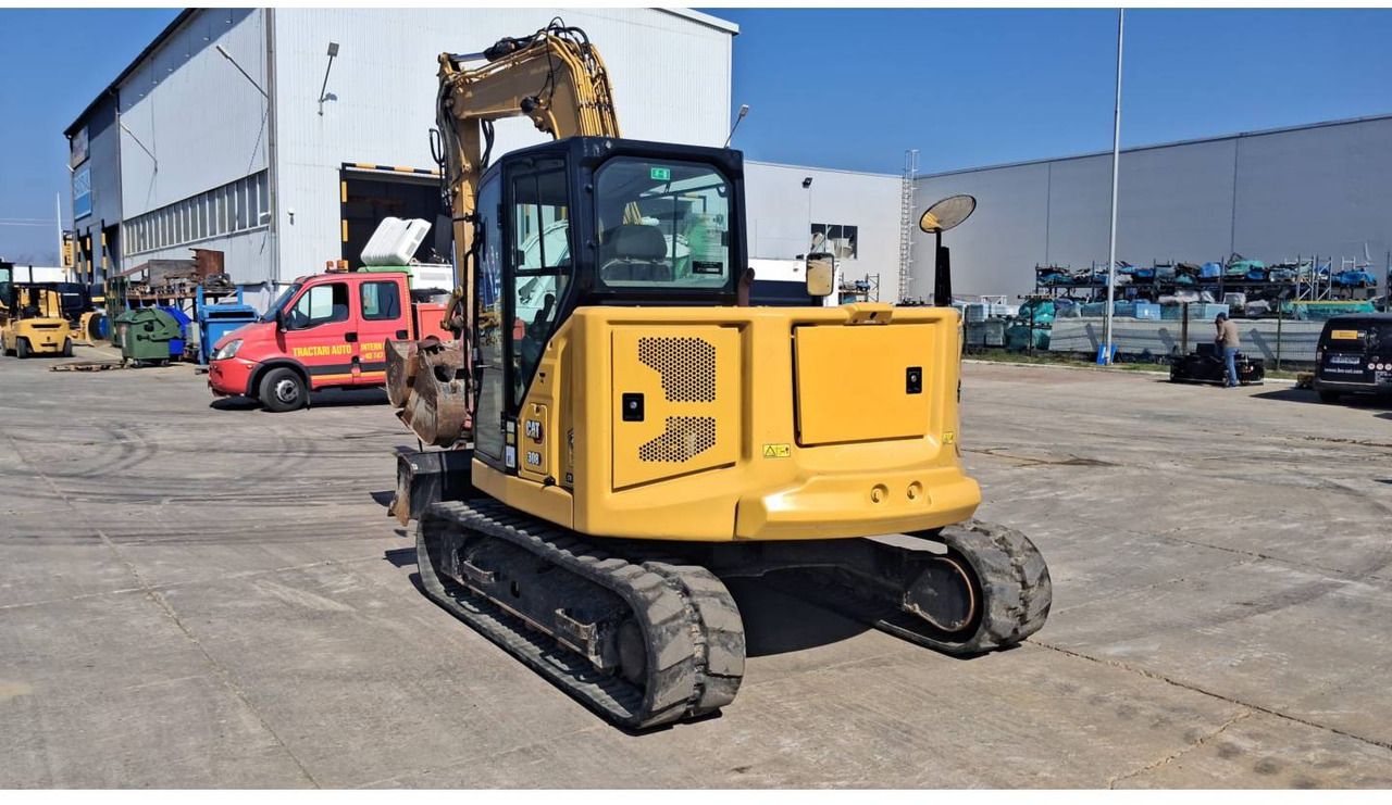 2020 Caterpillar 308-07CR crawler excavator, rear three-quarter view 2020 Caterpillar 308-07CR crawler excavator, rear three-quarter view