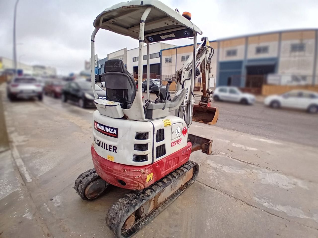 2019 Takeuchi TB215R mini excavator, rear three-quarter view 2019 Takeuchi TB215R mini excavator, rear three-quarter view