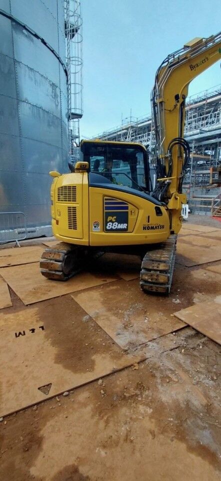 2022 Komatsu PC88MR-11EO mini excavator rear three-quarter view 2022 Komatsu PC88MR-11EO mini excavator rear three-quarter view