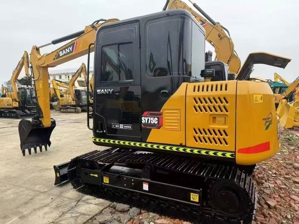2024 Sany SY75C mini excavator, rear three-quarter view