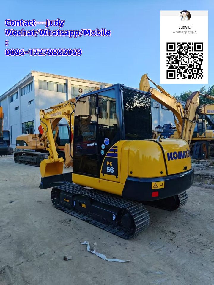 2022 Komatsu PC56 mini excavator, rear three-quarter view 2022 Komatsu PC56 mini excavator, rear three-quarter view