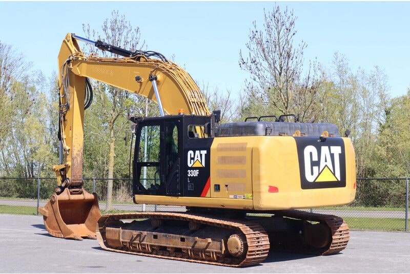 2018 Caterpillar 330F L crawler excavator, rear three-quarter view