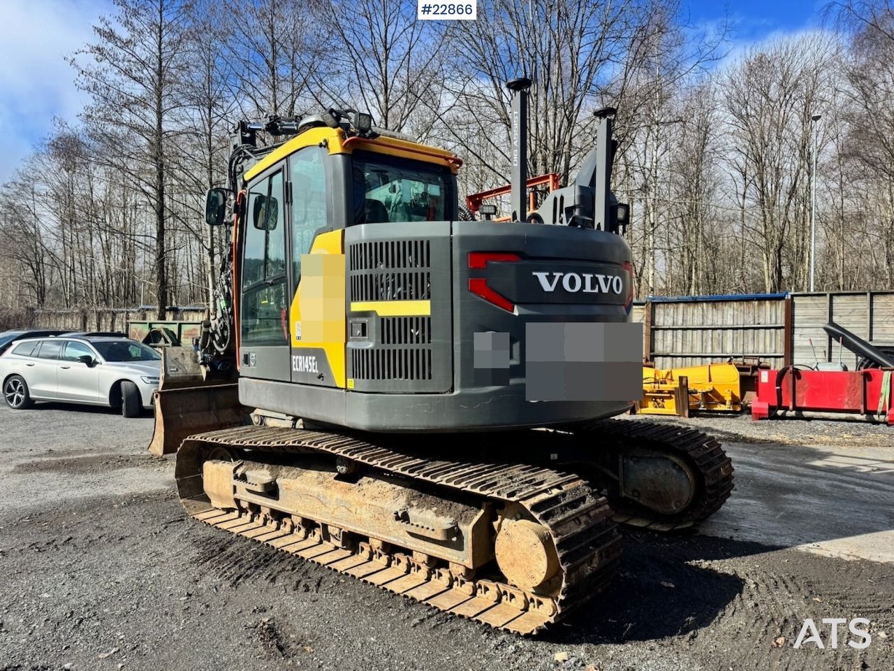 2019 Volvo ECR145EL crawler excavator, rear three-quarter view 2019 Volvo ECR145EL crawler excavator, rear three-quarter view