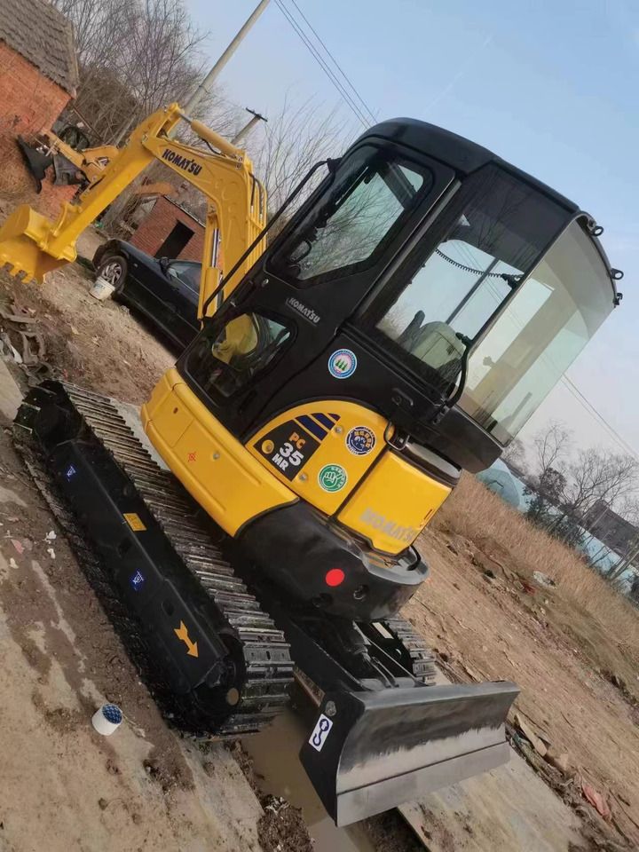 2022 Komatsu PC35MR mini excavator, rear three-quarter view