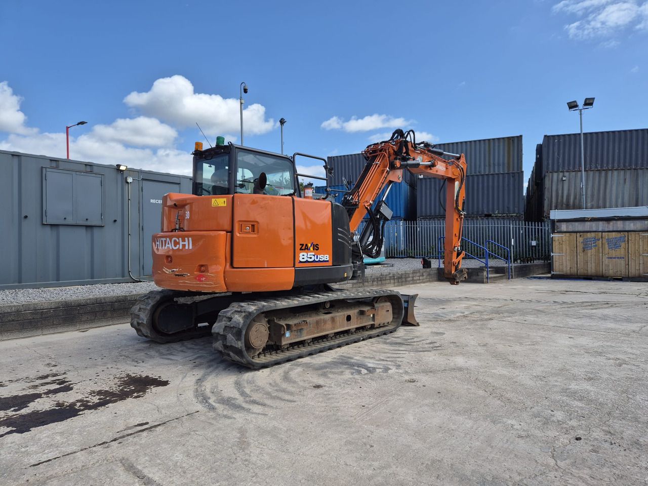 2023 Hitachi Zaxis 85USB mini excavator, rear three-quarter view
