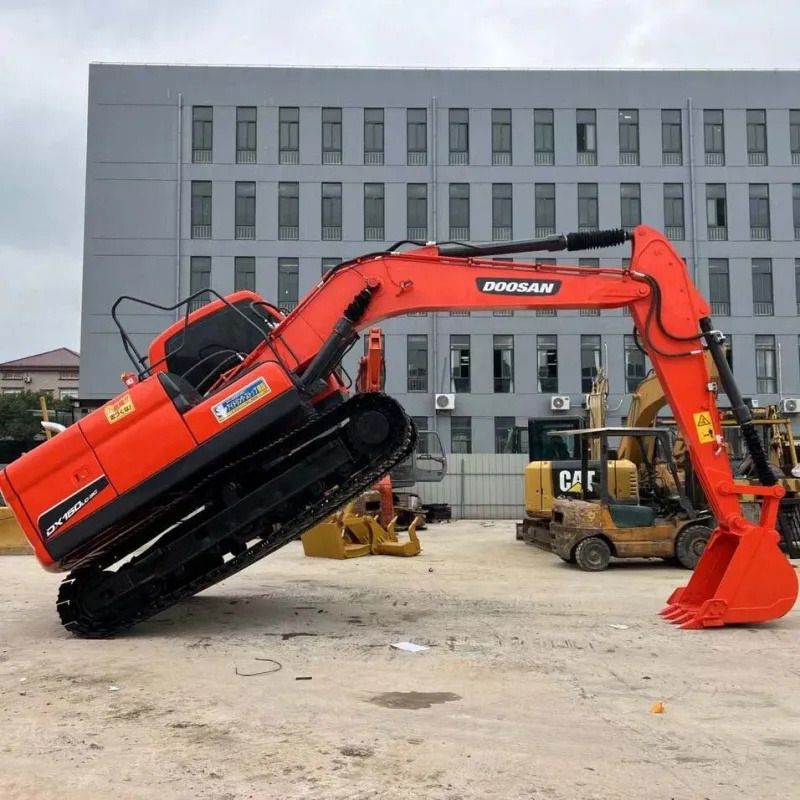Doosan DX150-9C crawler excavator, side view Doosan DX150-9C crawler excavator, side view