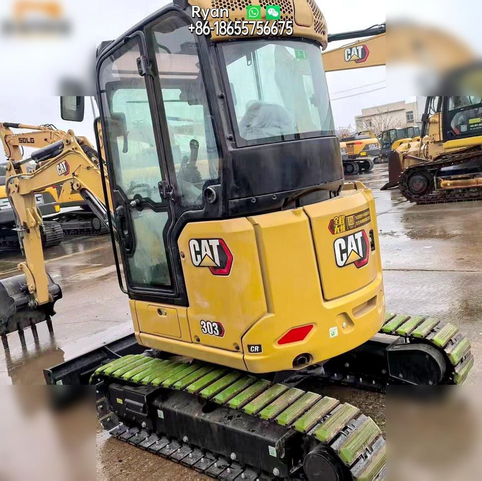 2025 Caterpillar 303CR mini excavator, rear three-quarter view 2025 Caterpillar 303CR mini excavator, rear three-quarter view