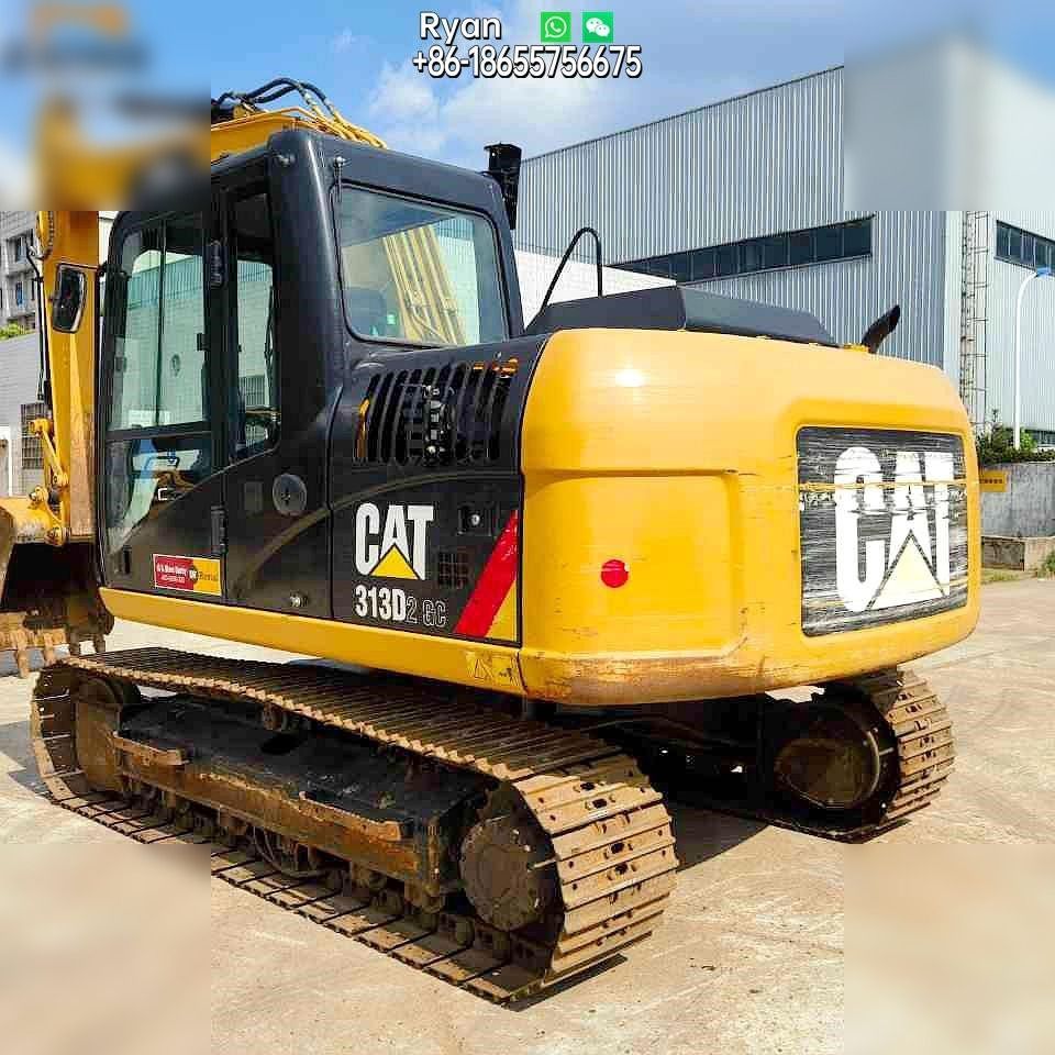 2020 Caterpillar 313D2 GC crawler excavator, rear three-quarter view